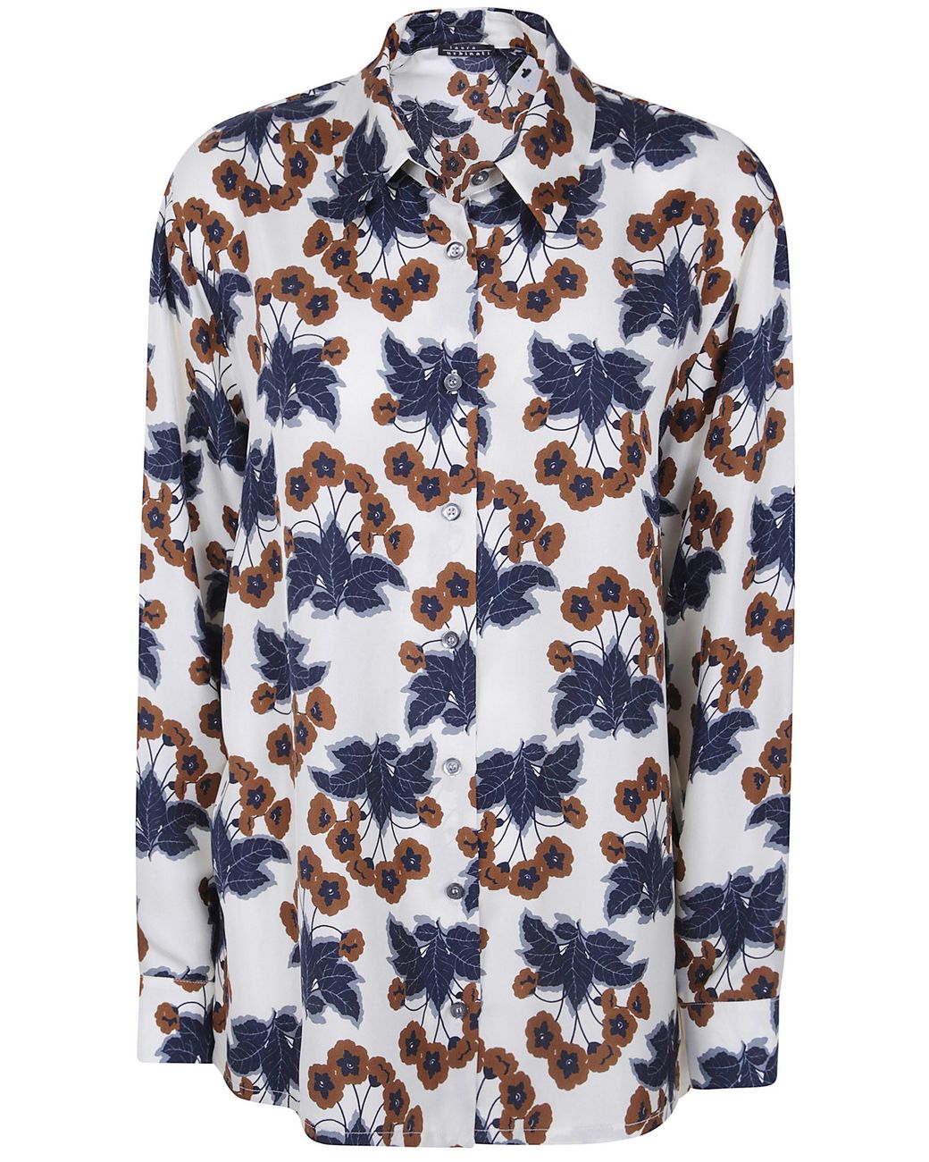 Laura Urbinati Blue Shirt Flower Print "Flower Print Oversized Shirt"