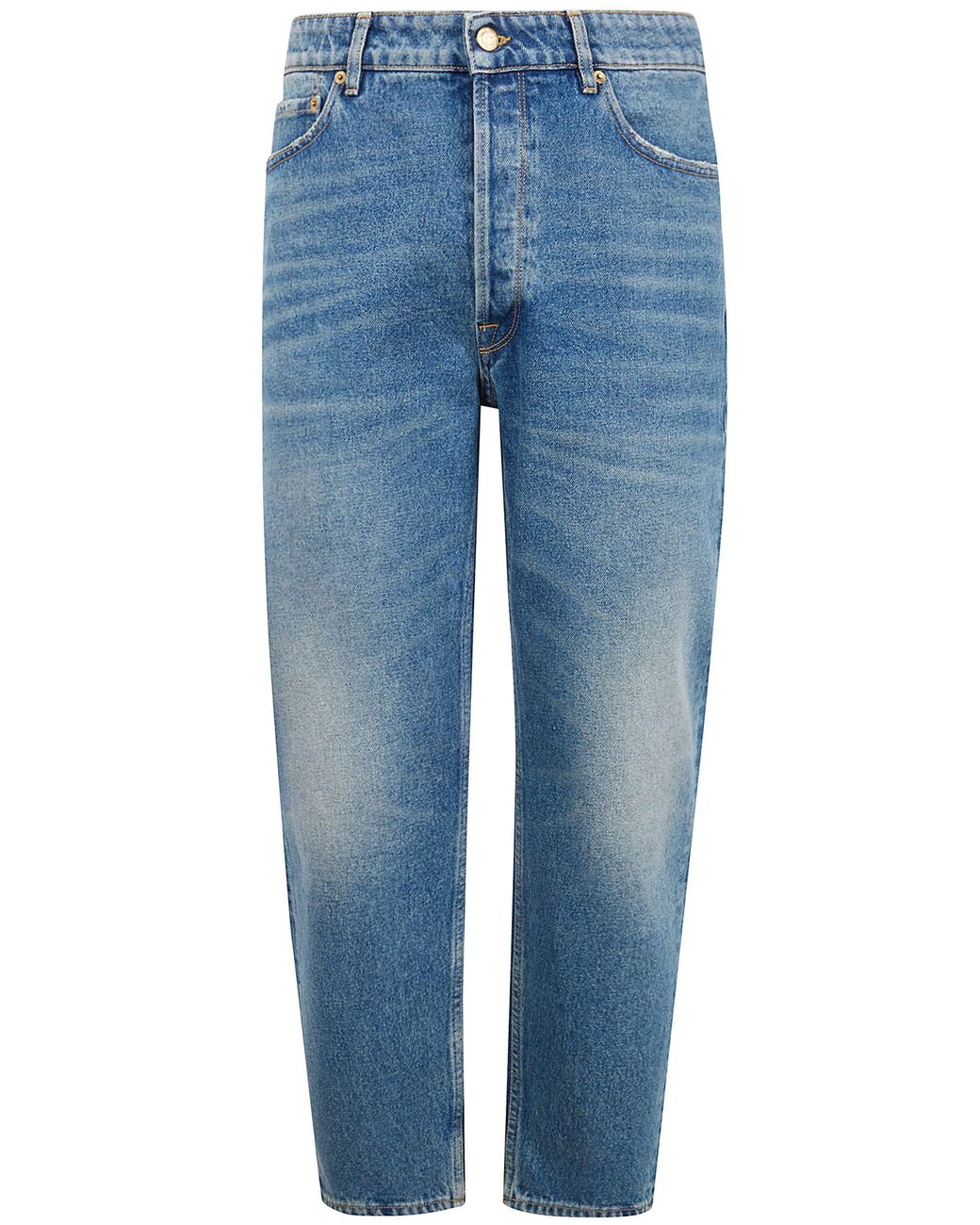 Golden Goose Deluxe Brand Blue "Golden M's Happy" Medium Stone Washed Denim for men