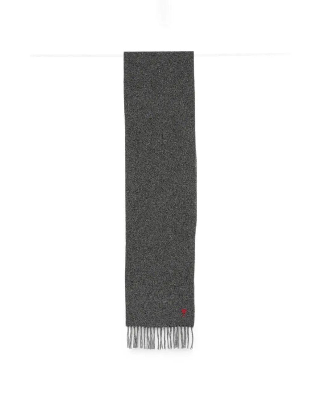 AMI Gray Ami De Coeur Fringed Scarf