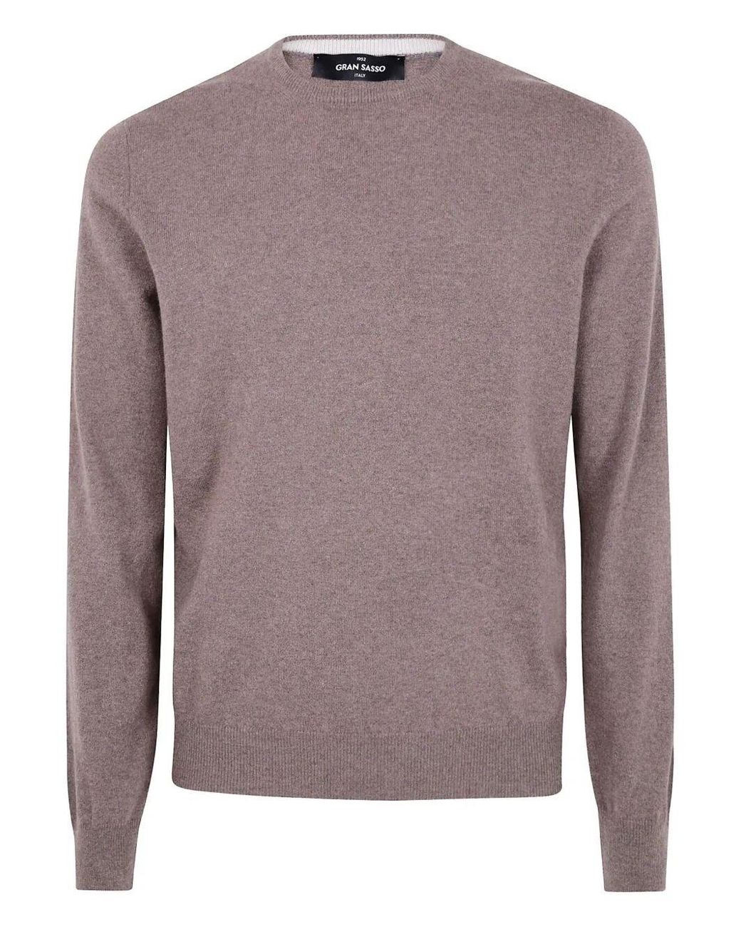 Gran Sasso Brown Round Neck "Gransasso" Round Neck Sweater for men
