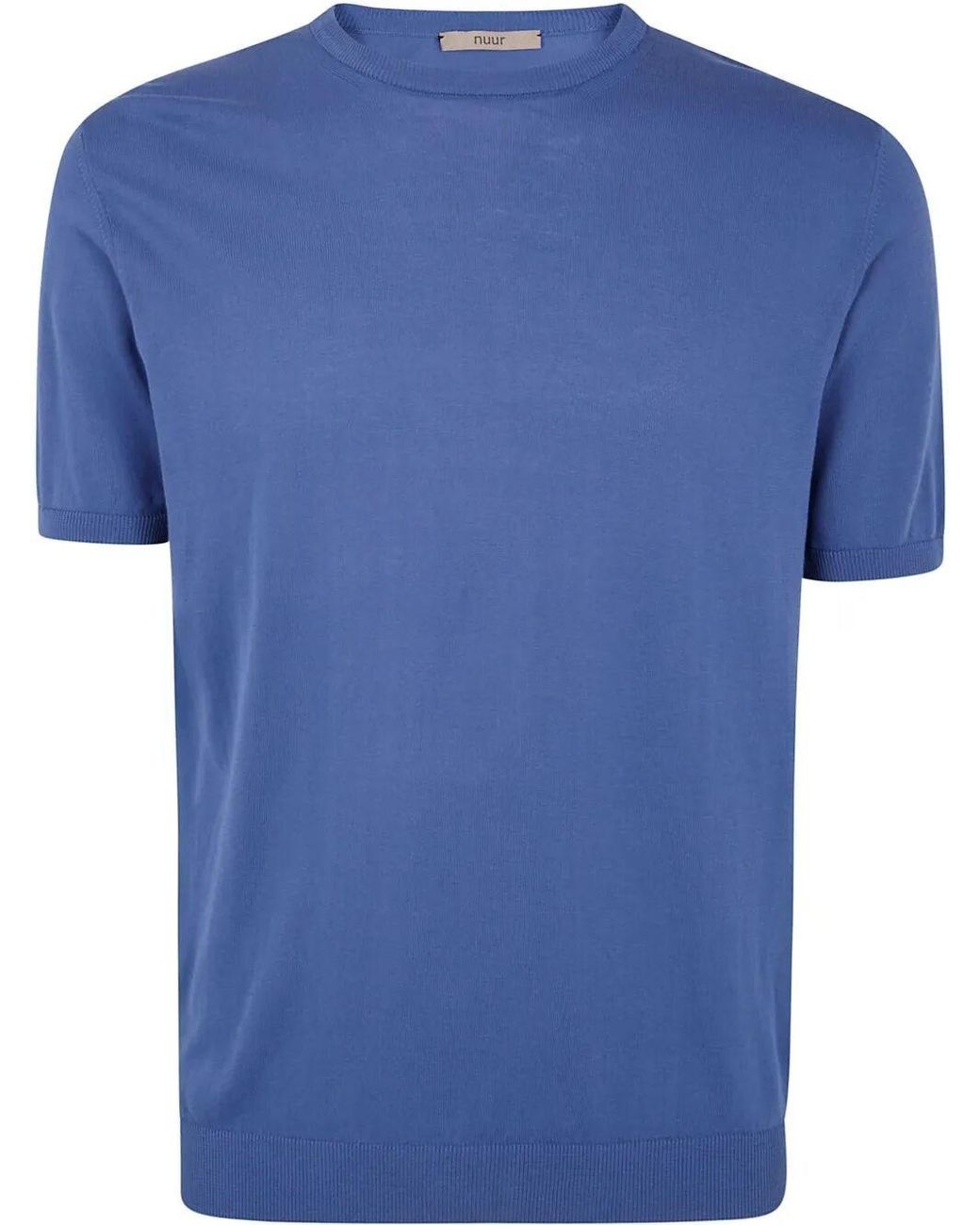 Nuur Blue Short Sleeves Round Neck for men