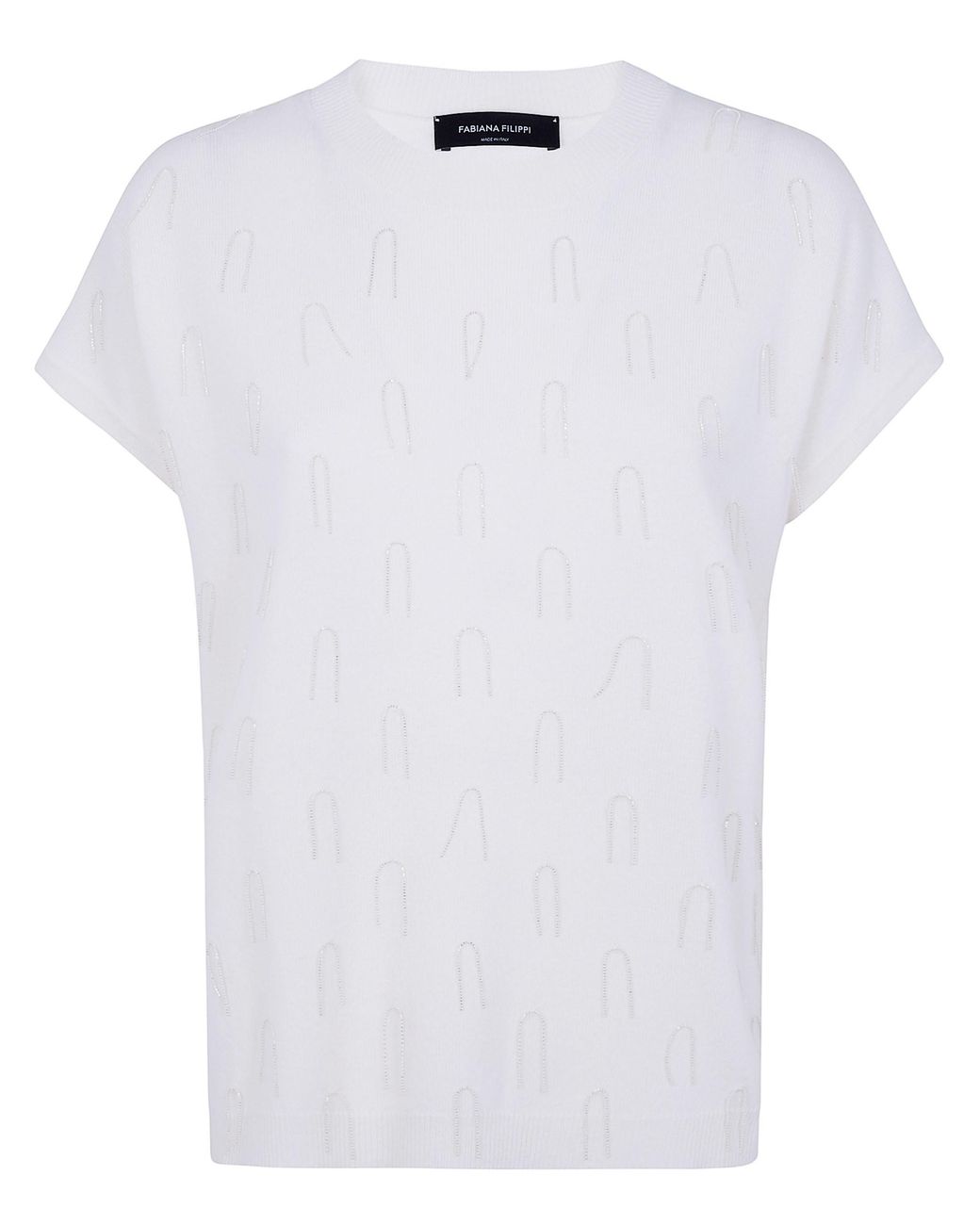 Fabiana Filippi White Sweater Cap Sleeve "Platinum"