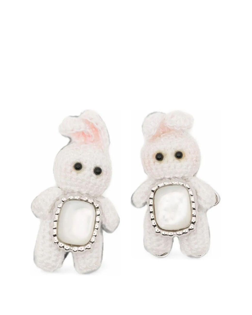 YVMIN White Earring "Woven Mini Rabbit Mother Of Pearl"