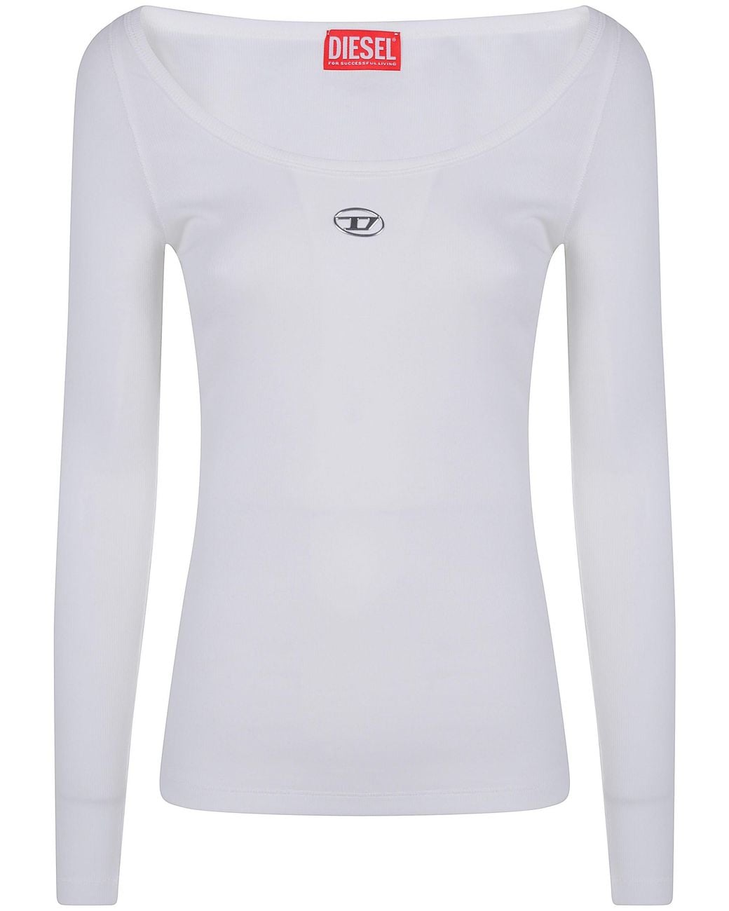 DIESEL White "T Bal Od" Deep Round Neck Tee