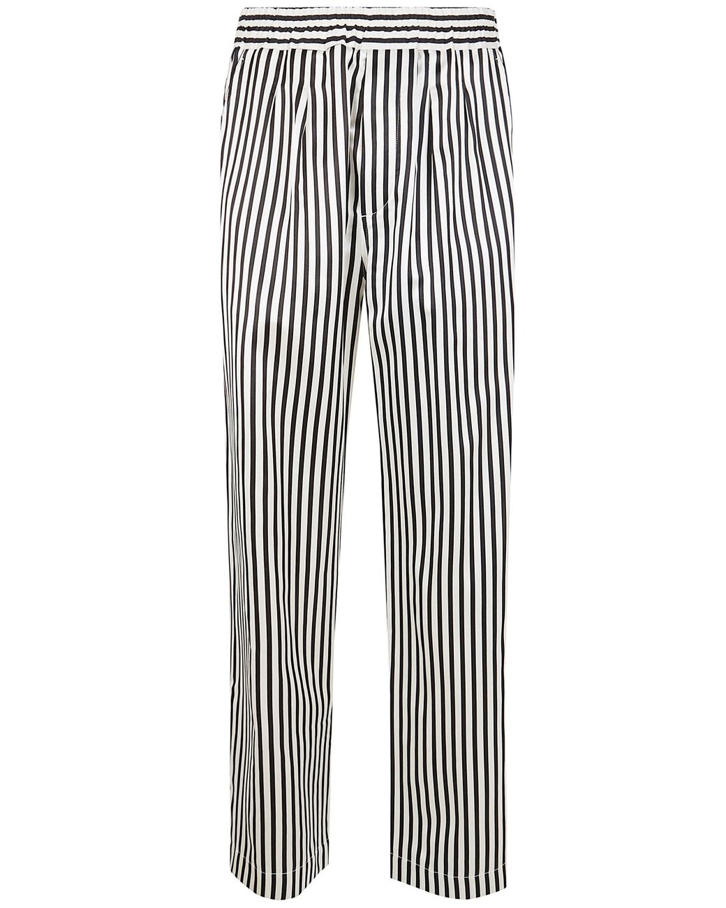 Tom Ford Gray Fluid Silk Baton Stripe Pleated Piping Lounge Pants for men