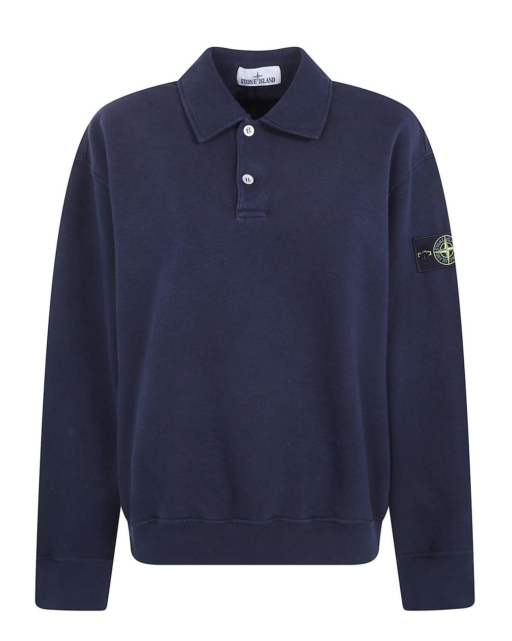 Stone Island Blue Long-Sleeve Polo Shirt for men