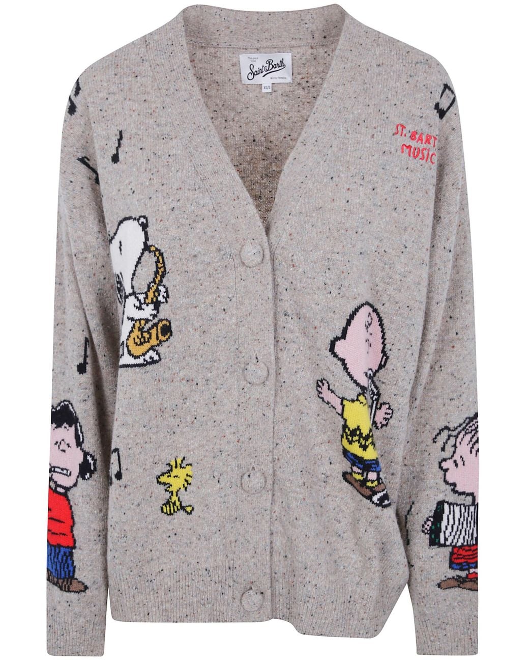 Mc2 Saint Barth Gray Cardigan Embroidered "Sasi Donegal"