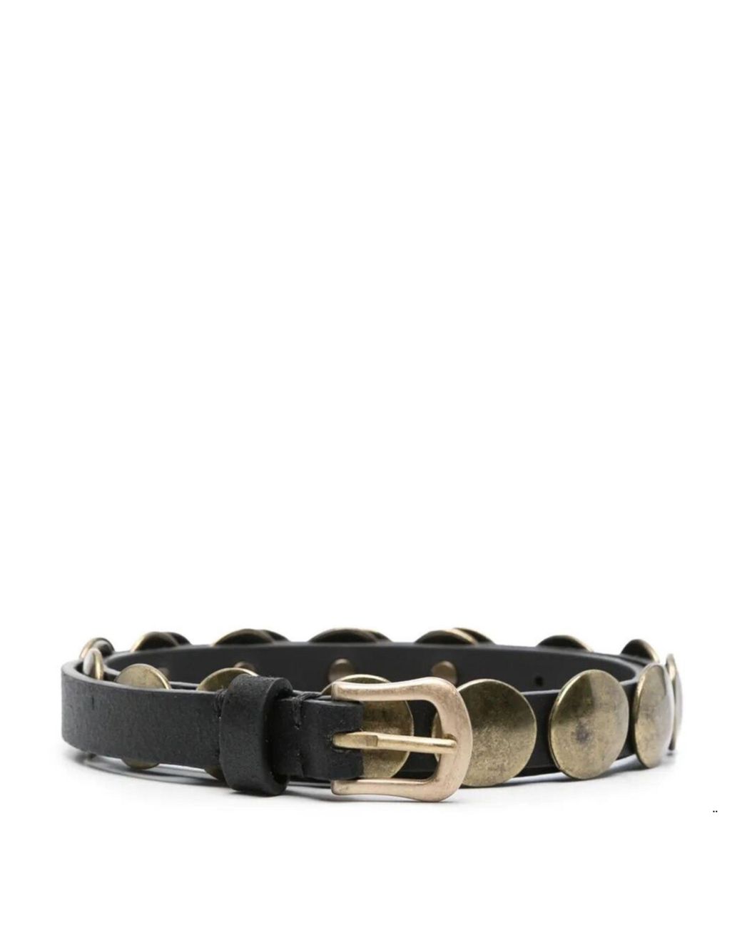 Golden Goose Deluxe Brand Black Belt Trinidad Thin Washed Leather Flesh Side With Studs