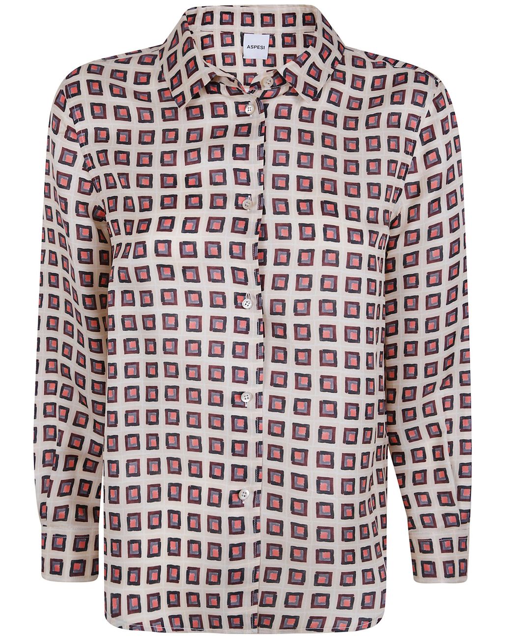 Aspesi Red Shirt Printed "5412.P586 46042 Natural"