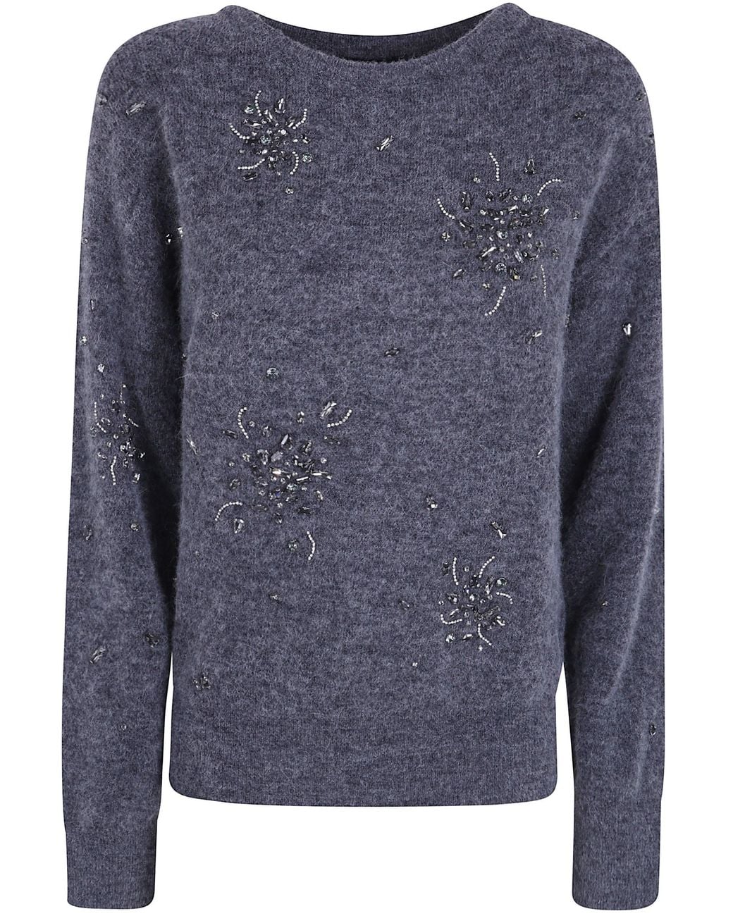 Seventy Blue Boat Neck Sweater "Boat Neck Sweater With Appliques"