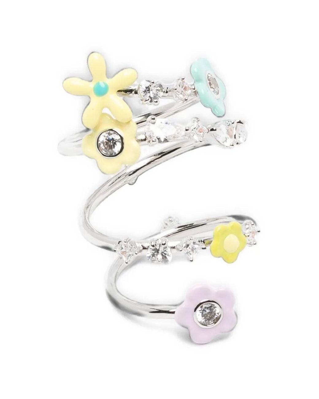 YVMIN White Ring Flower Gemstone Spiral