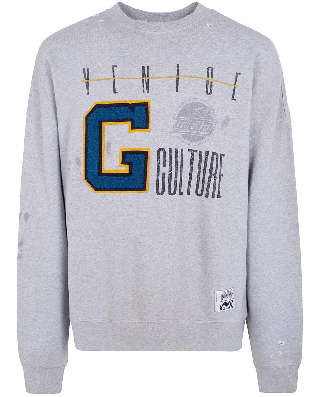 Golden Goose Deluxe Brand Gray "Journey" Over Cotton Heavy Fleece Ribbed Side Vin