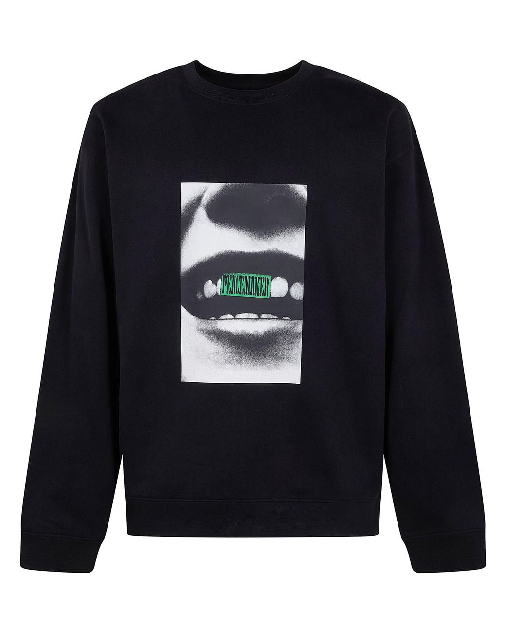 Oamc Peacemaker Black Loose Fit Crewneck "Smile Print" for men