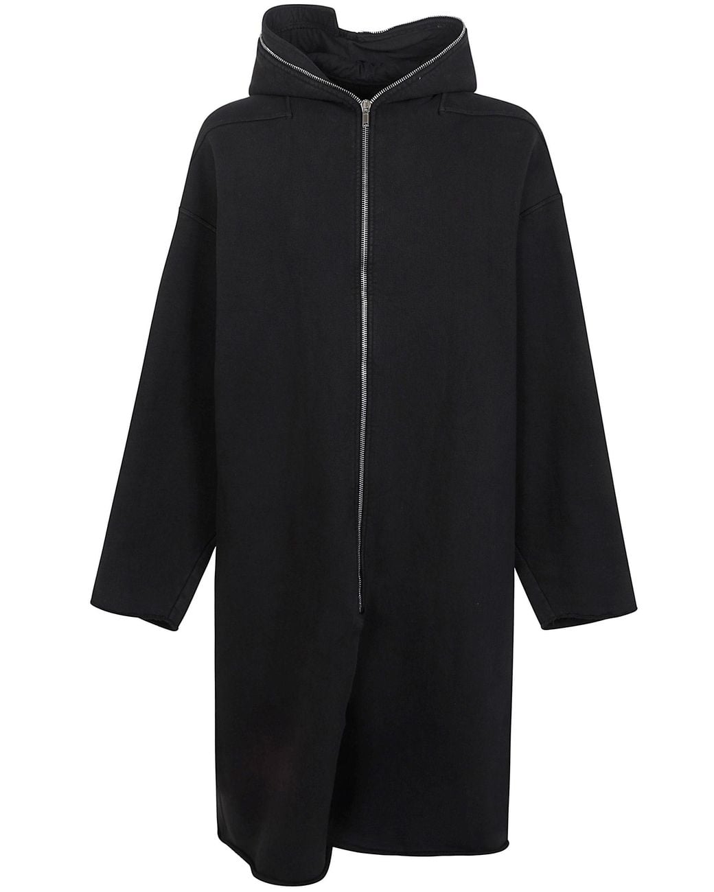 Rick Owens Black Coat Fleece "Gimp Wide Mac" for men