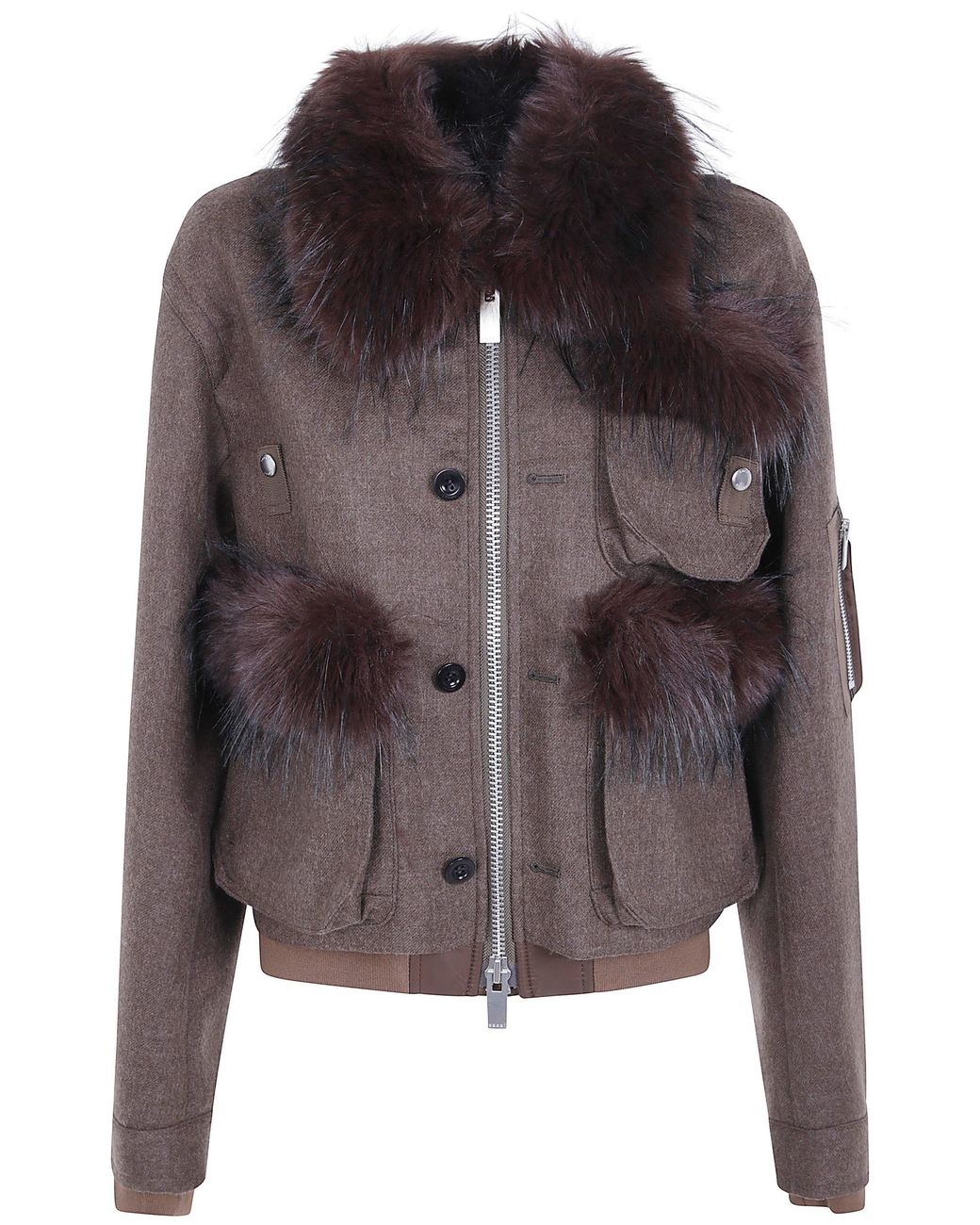 Sacai Gray Jacket Wool Melton Blouson