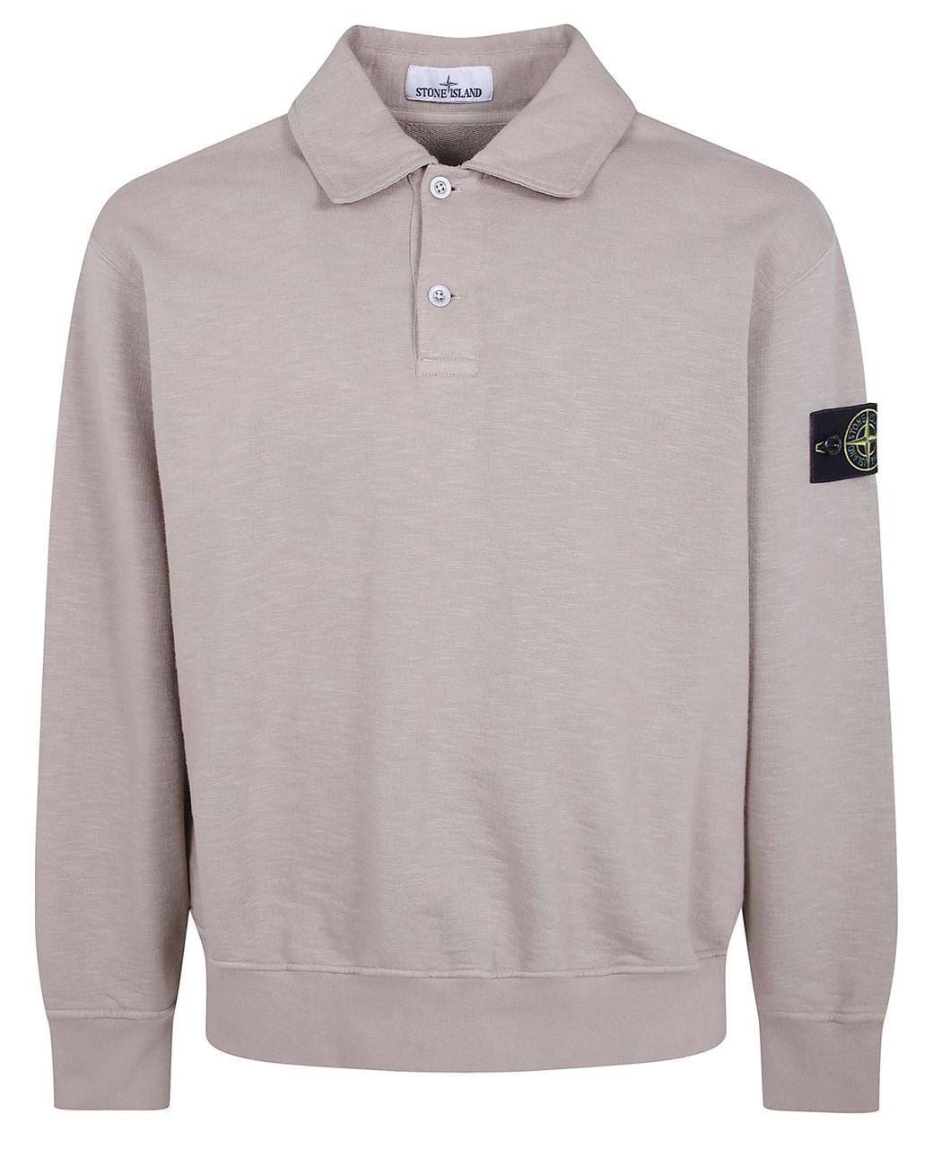 Stone Island Gray Long-Sleeved Polo Shirt for men