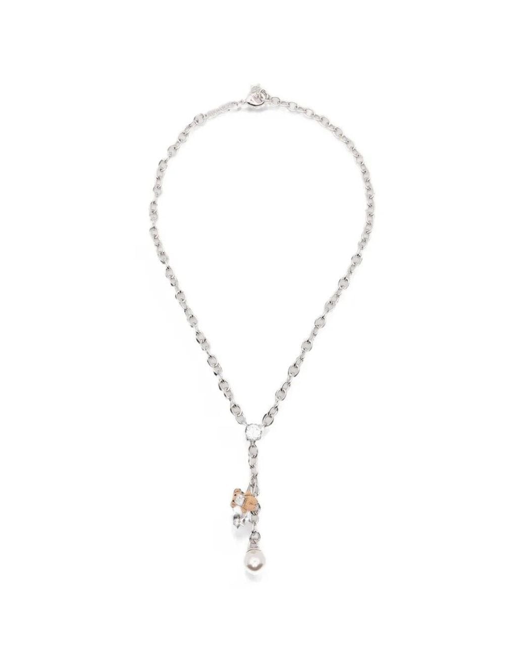YVMIN White Necklace Woven Mini Bear Pin Lock