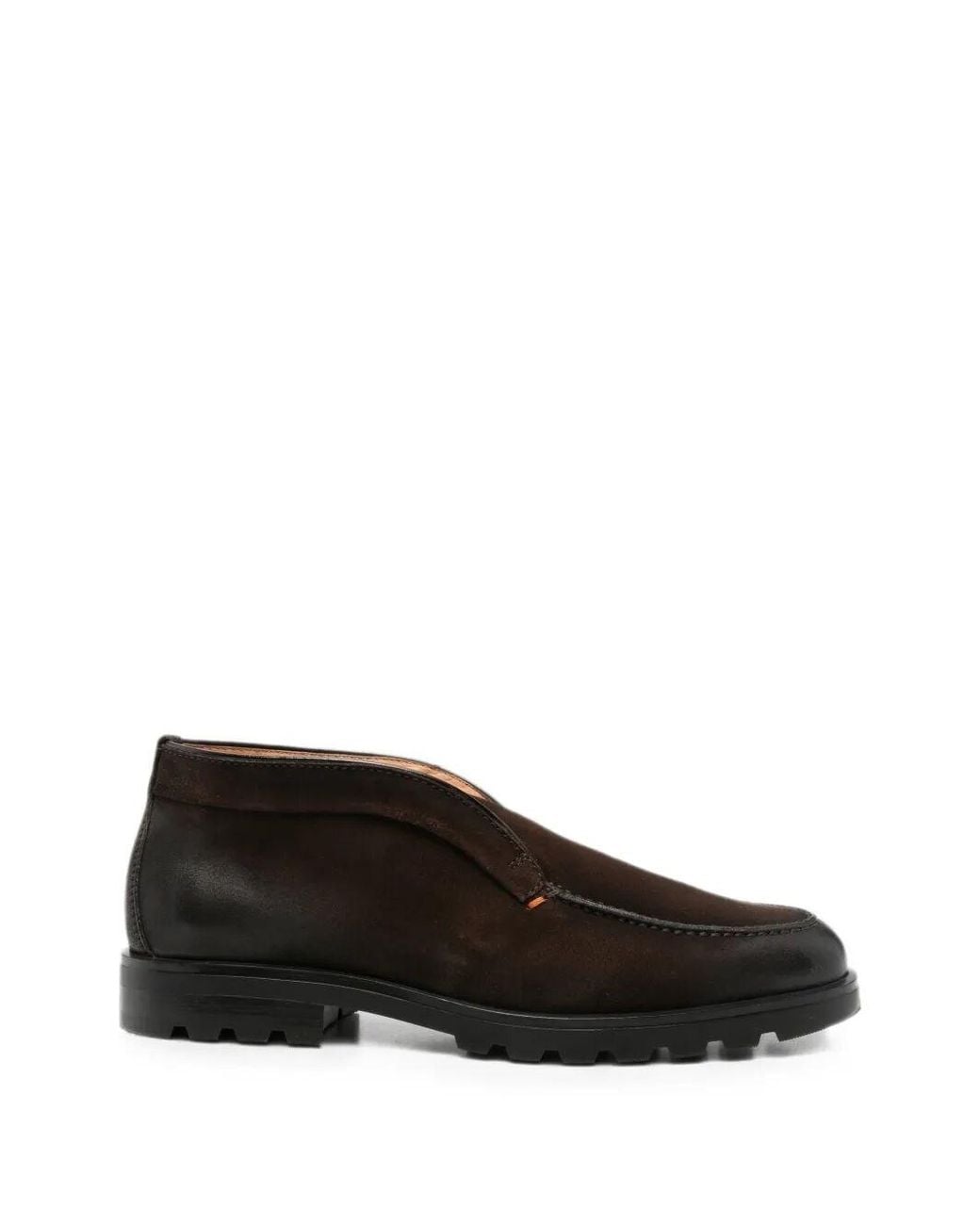Santoni Black Round-Toe Leather Loafers for men