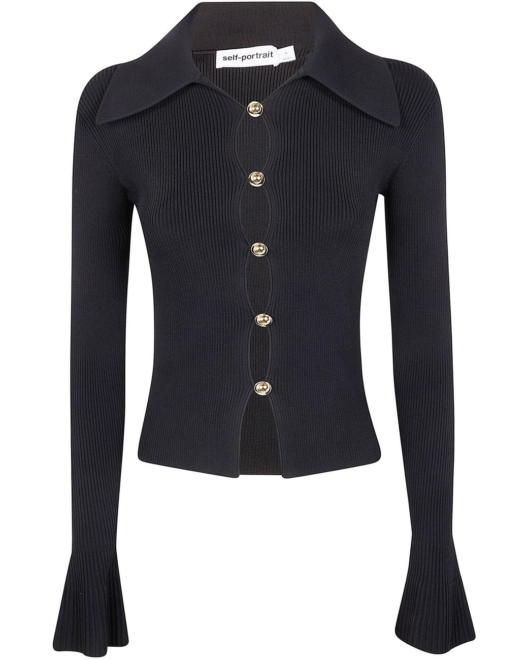 Self-Portrait Blue Button Down Knit Top
