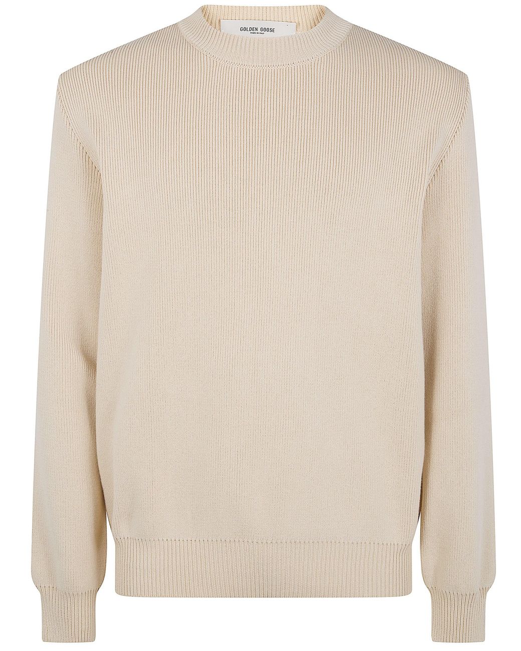 Golden Goose Deluxe Brand Natural "Golden M's" Knit Regular Crew Neck Organic Cotton With for men