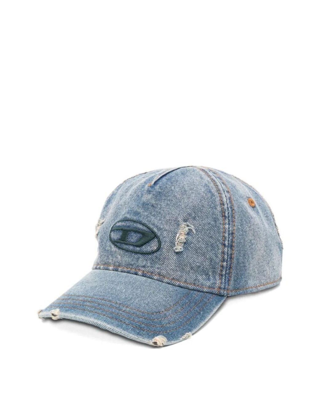 DIESEL Blue C-Enic Distressed Logo-Patch Baseball Cap for men