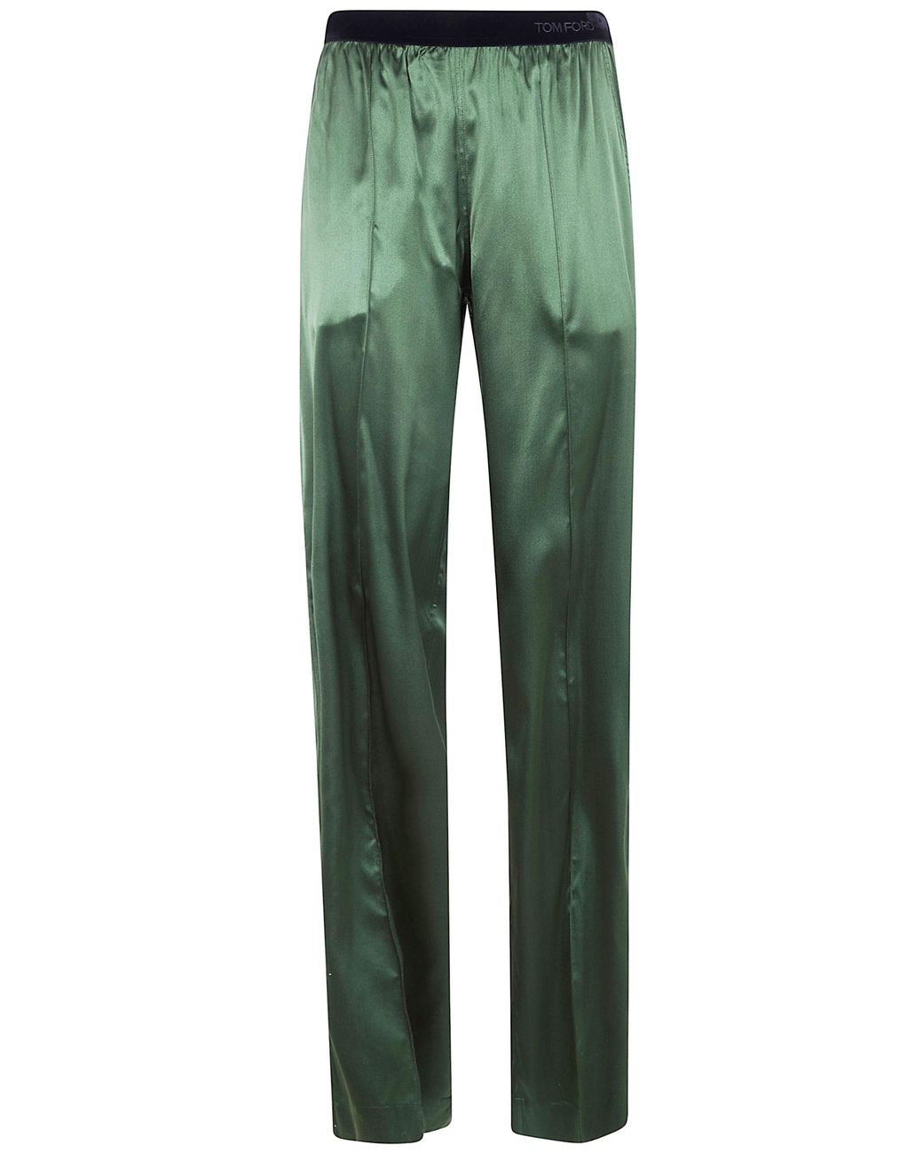 Tom Ford Green Stretch Silk Satin Pj Pants