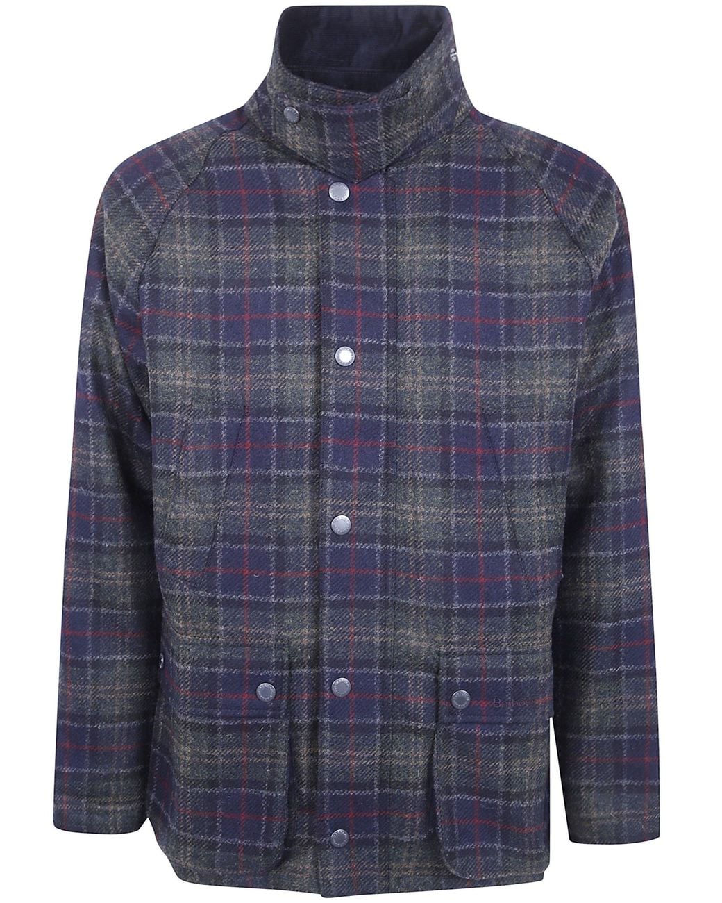 Barbour Blue Wool Jacket "Tartan Bedale" for men
