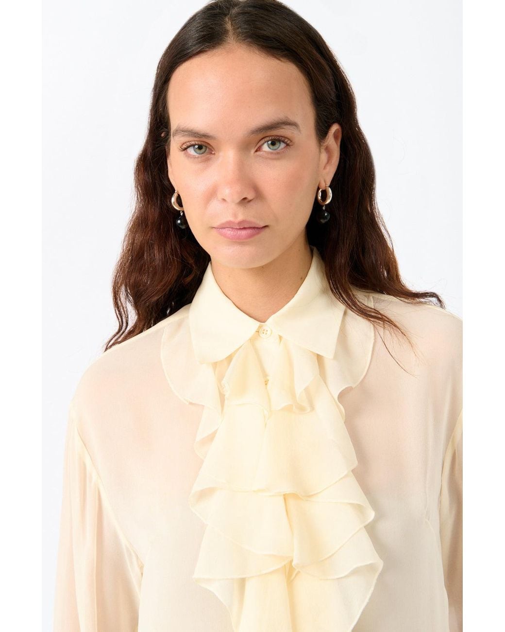 7 For All Mankind Blue The Solidarity Star Ruffle Shirt