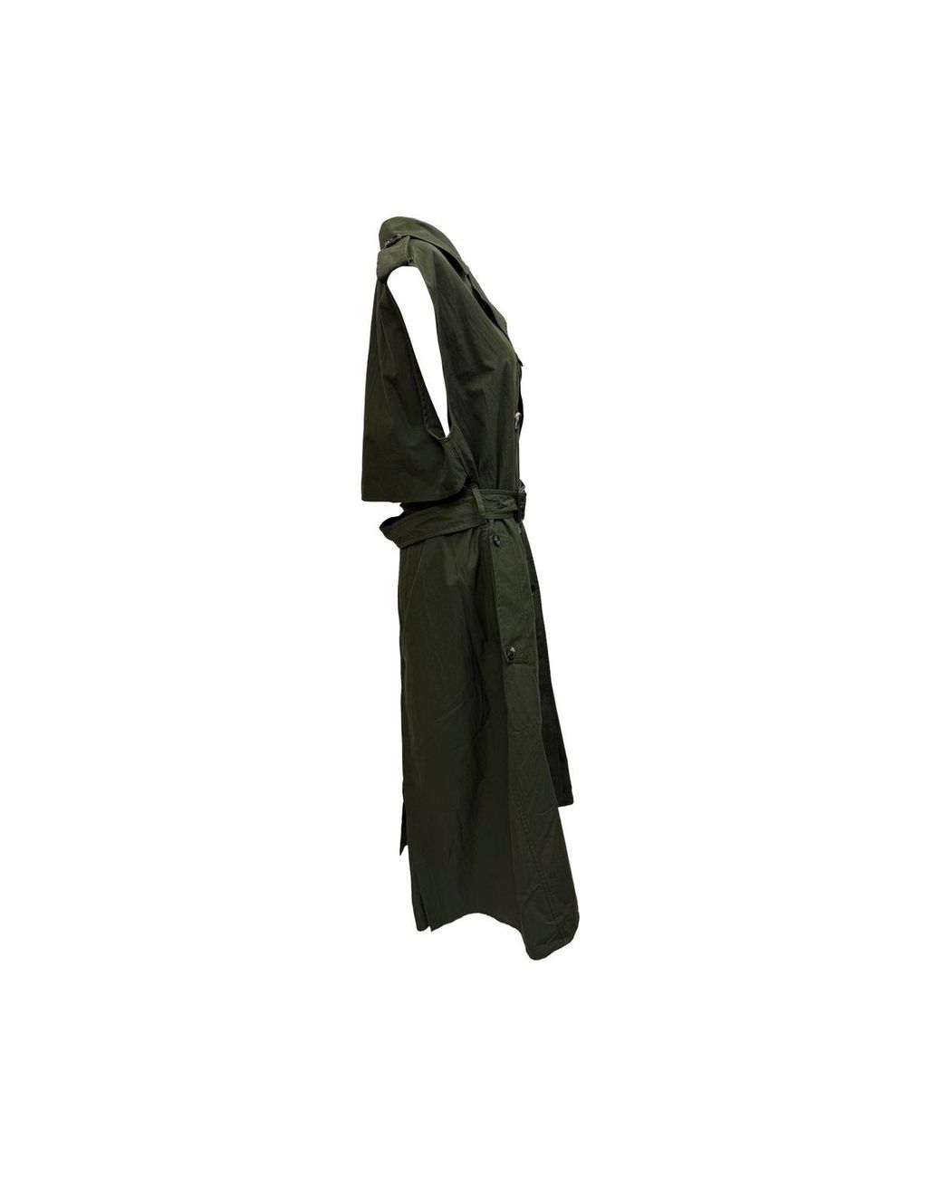 Bottega Veneta Green Double-Breasted Sleeveless Trench Coat