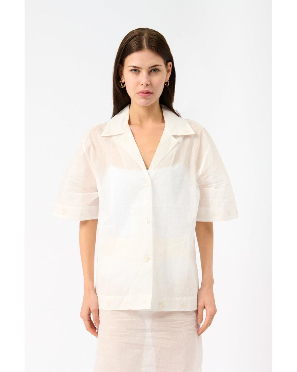 Rohe White Camp Collar Organza Shirt