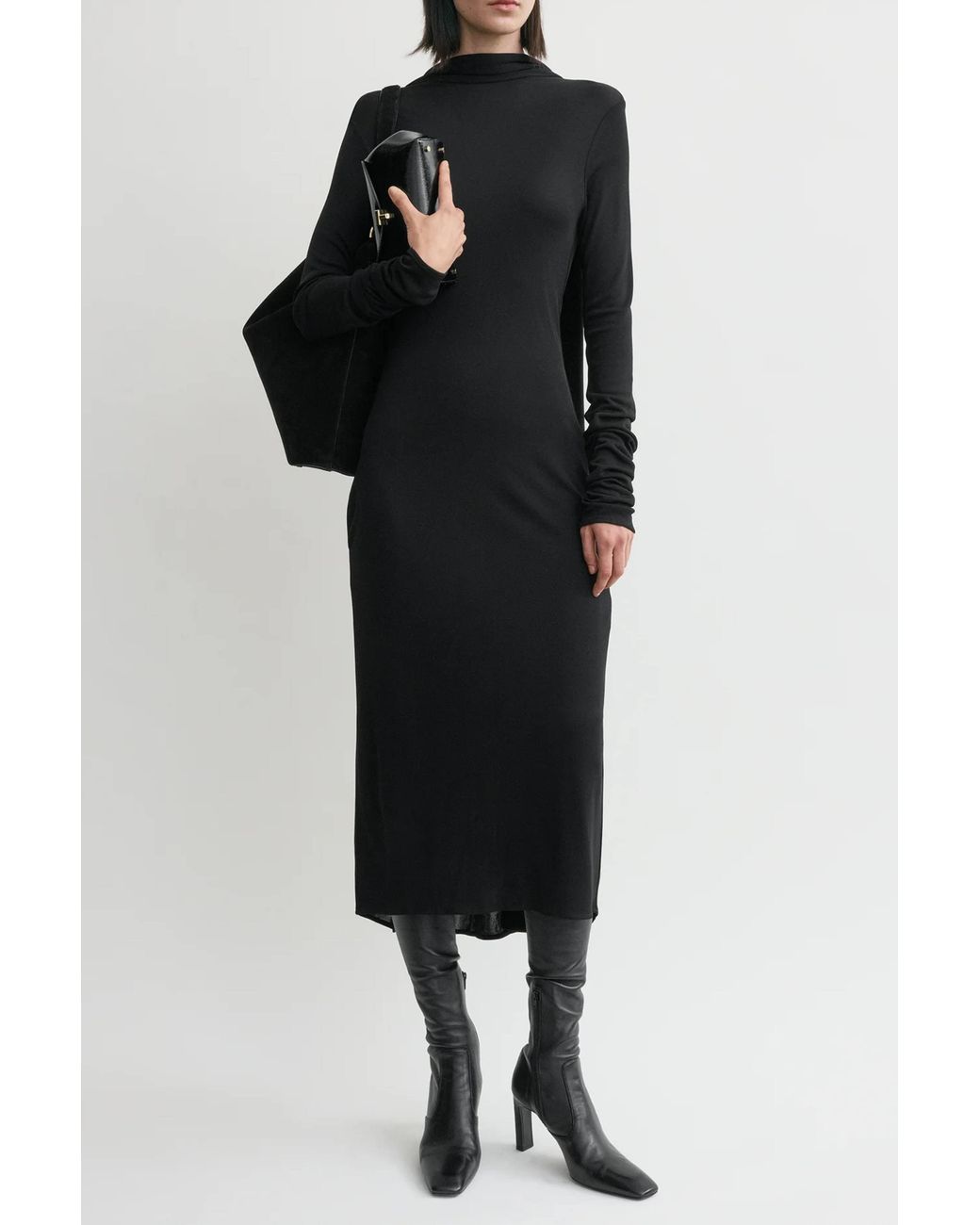 Totême Black Cocoon Cape Dress