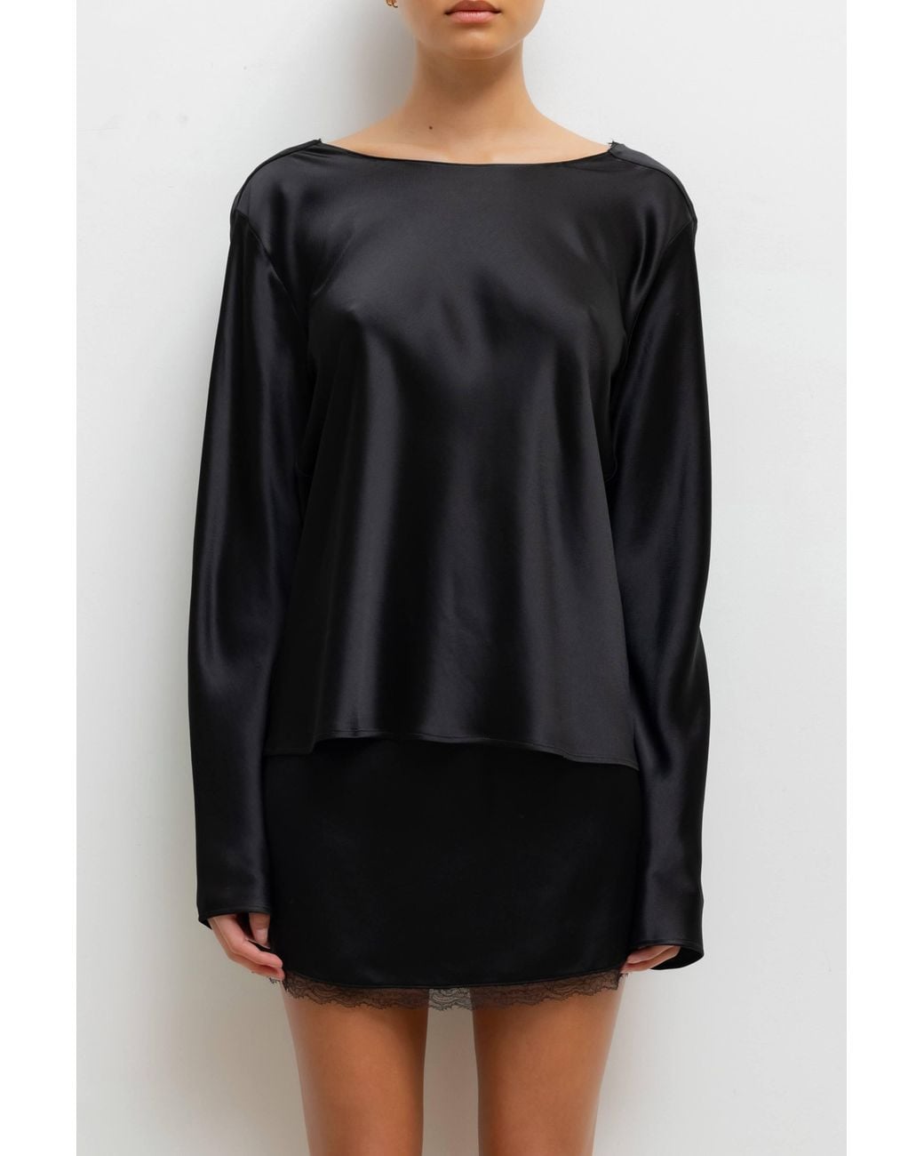 Leset Black Barb Lace Low Back Top