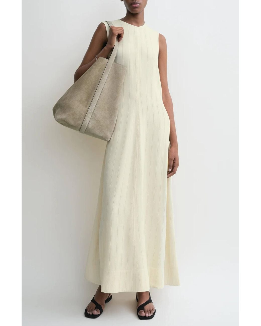 Totême White Woven Stripe Dress
