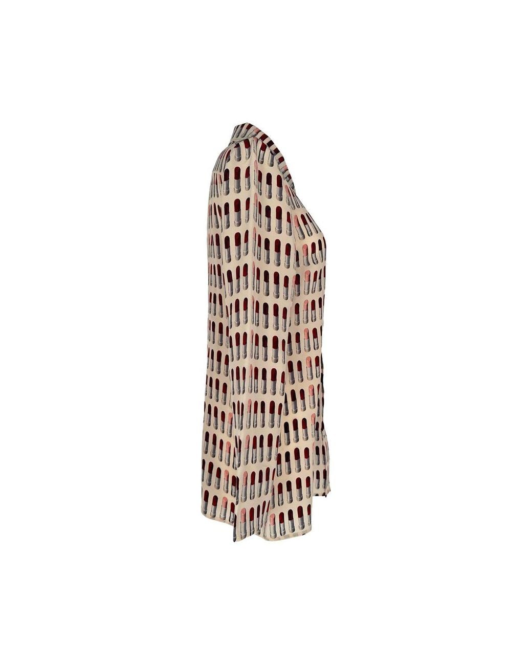 Prada White Lipstick-Print Button-Down Shirt