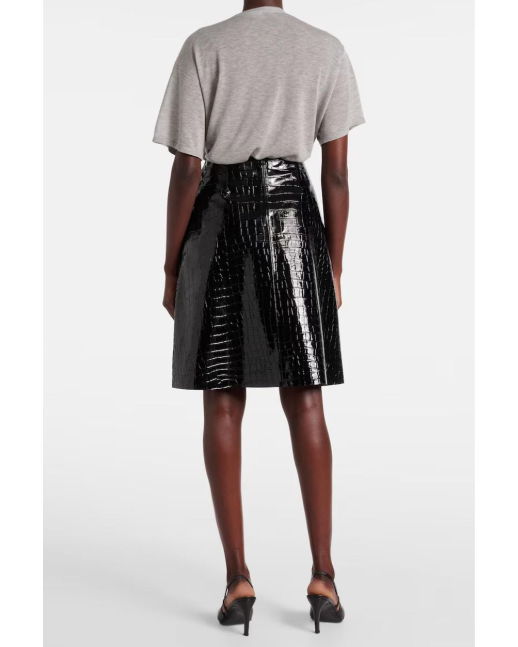 Totême Black Croc-Embossed Skirt