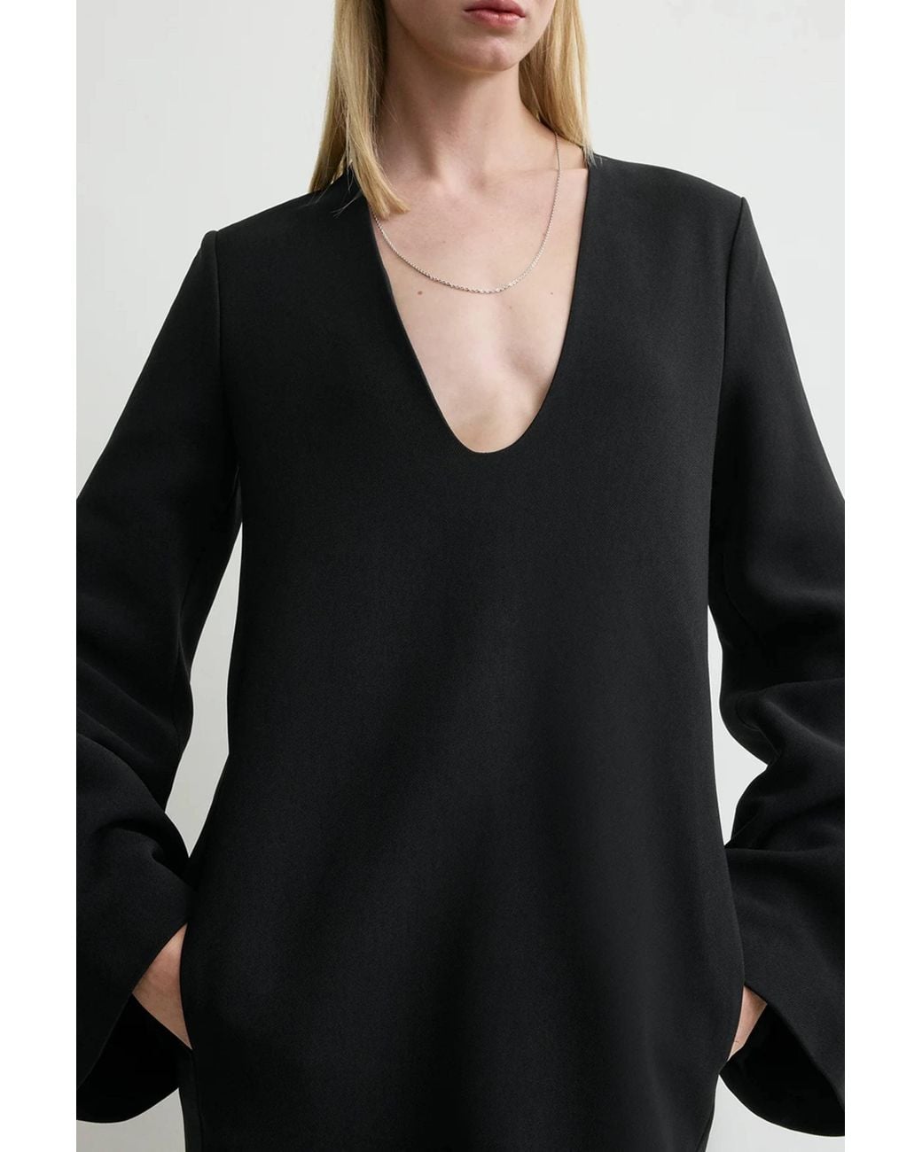 Totême Black Short Bell-Sleeve Dress