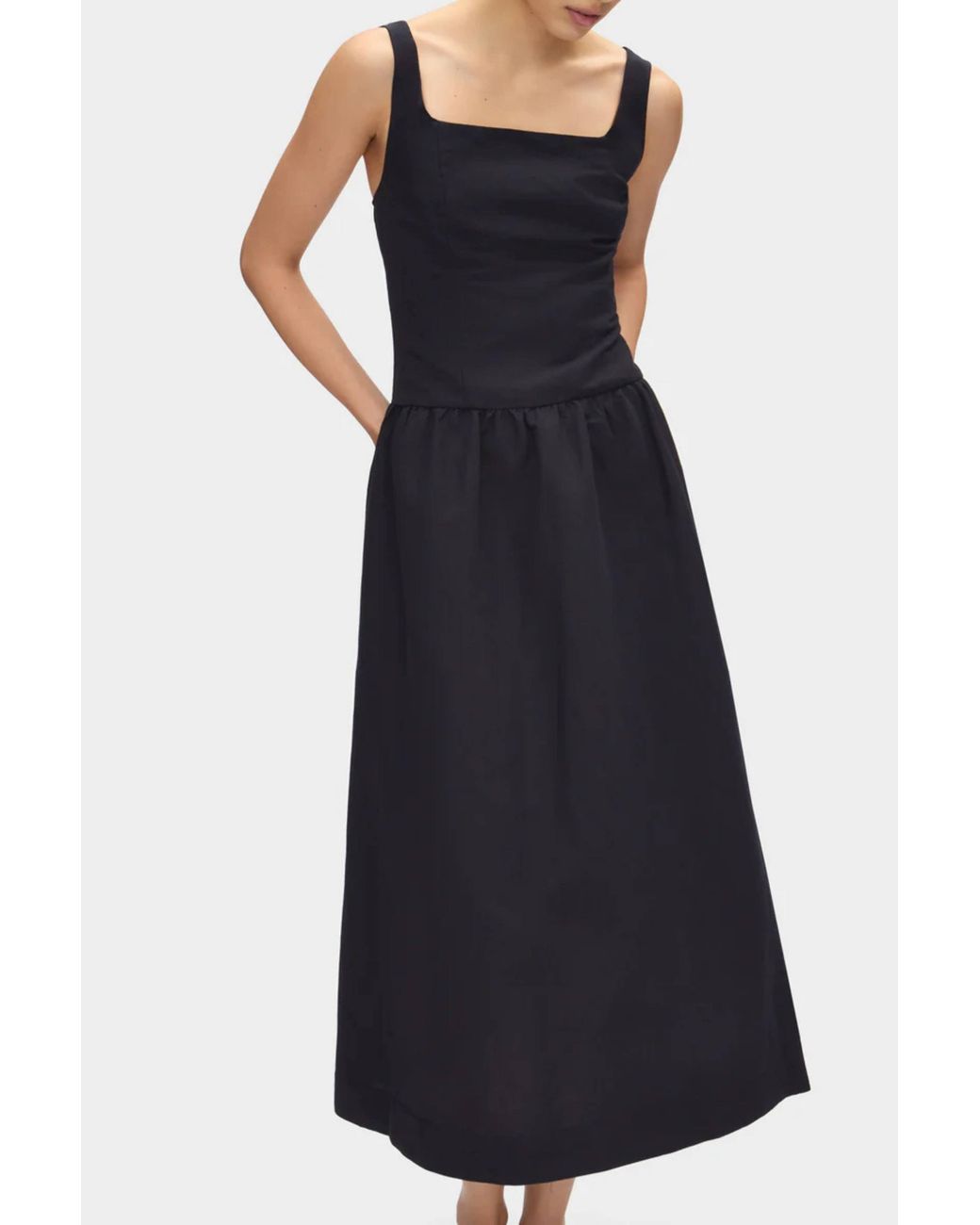 ALIGNE Black Rosia Drop Waist Linen Dress