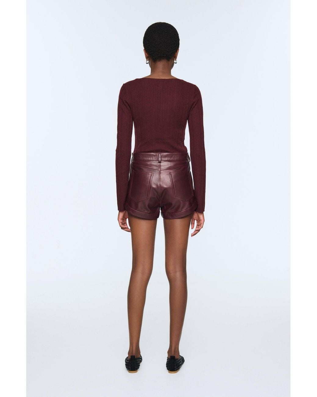 DUCIE Purple Elena Leather Shorts