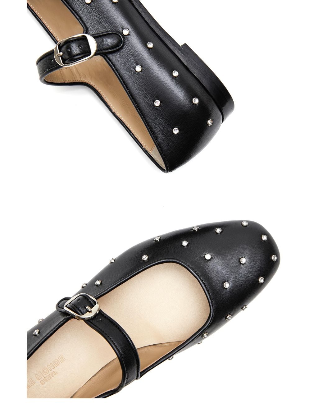 Le Monde Beryl Black Mary Jane With Crystals