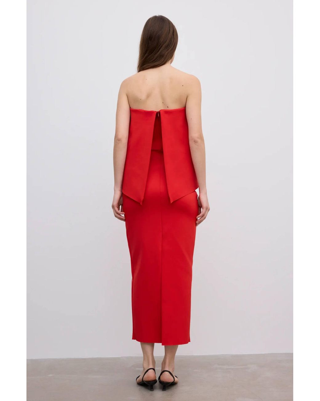 House of Dagmar Red Rouched Tube Dress
