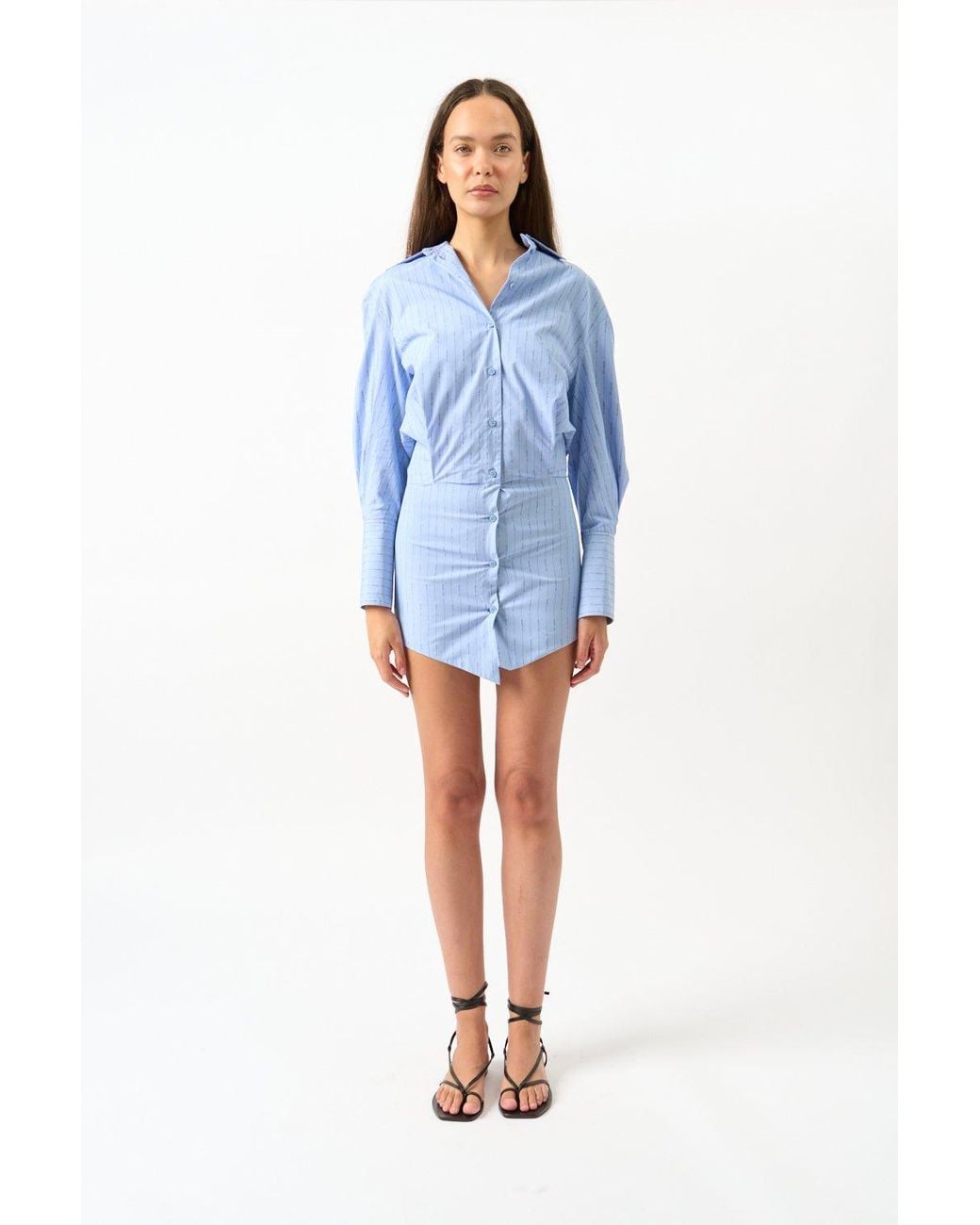 The Attico Blue Cotton Shirt Dress
