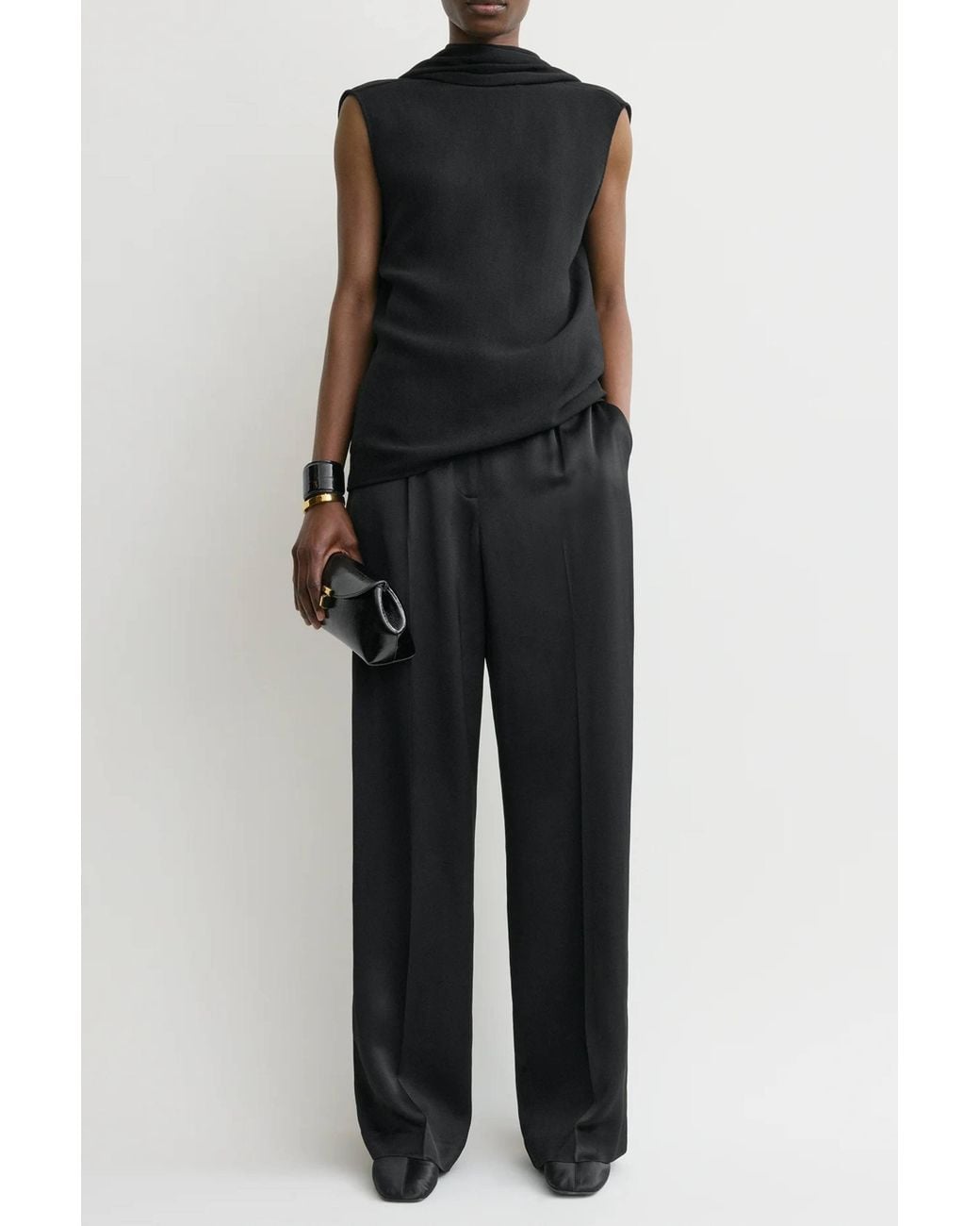 Totême Black Cocoon Cape Blouse