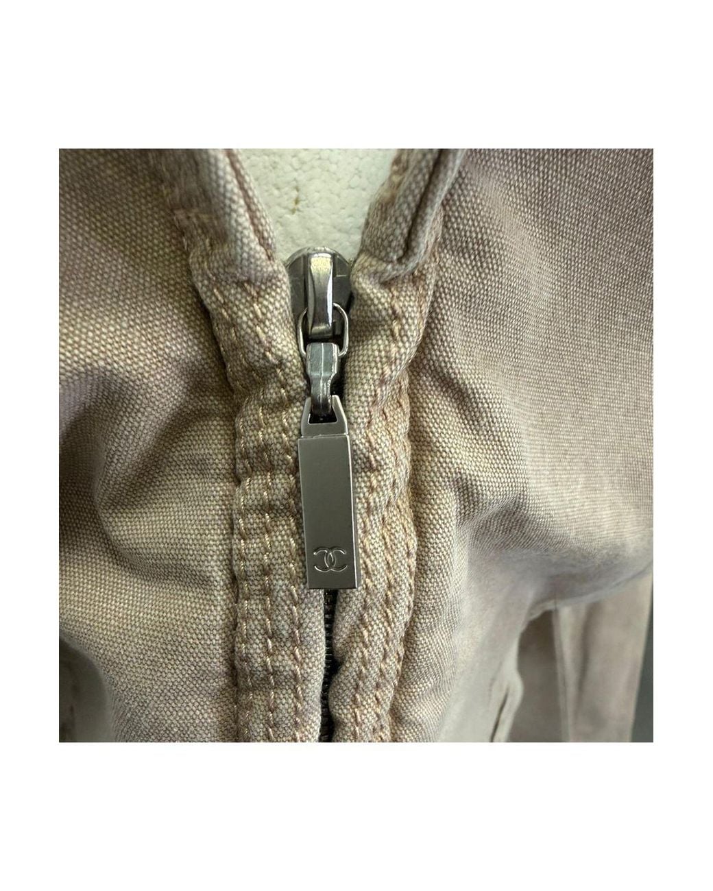 Chanel Brown Zip-Up Denim Jacket