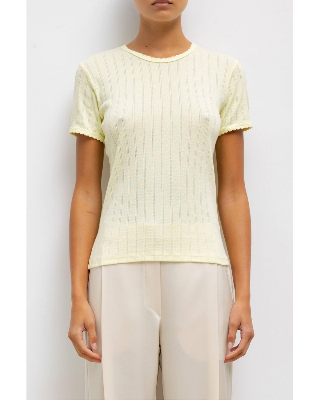 Leset Natural Pointelle Slim Fit Tee