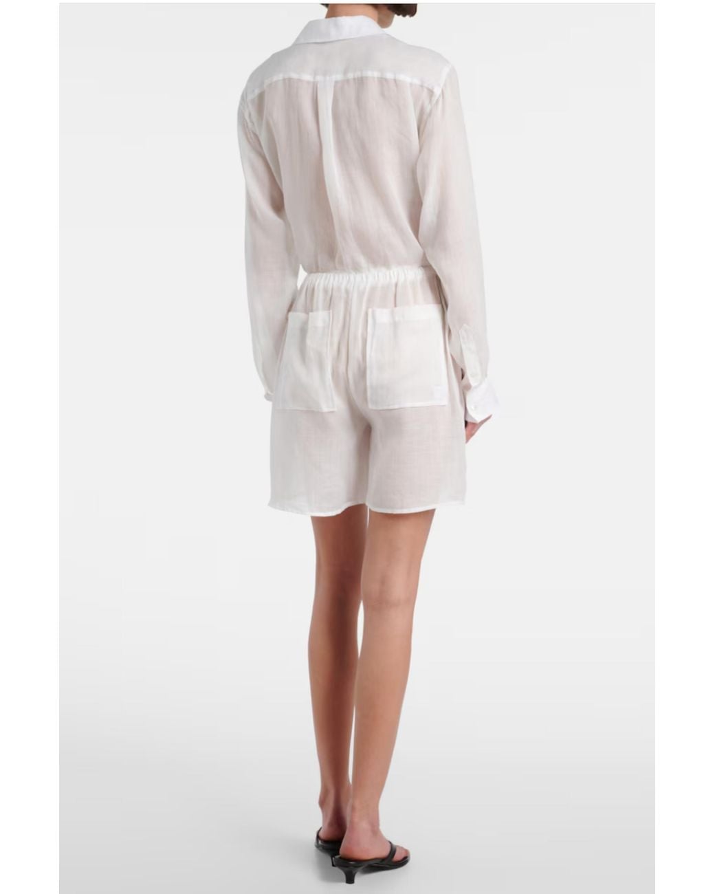 Totême White Ramie Summer Shorts
