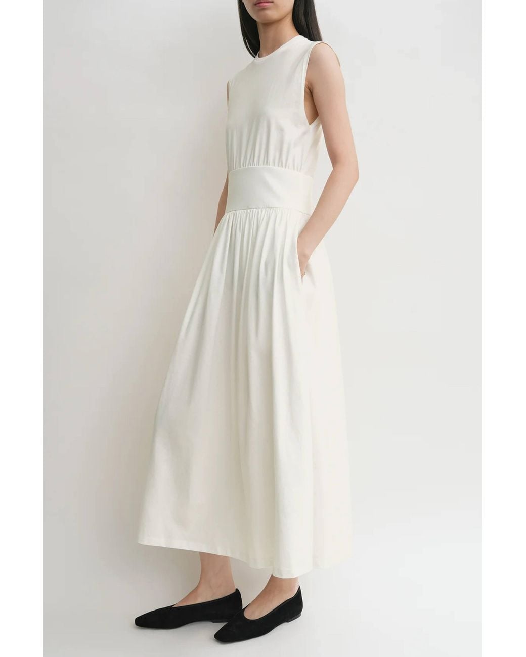 Totême White Sleeveless Cotton Tee Dress