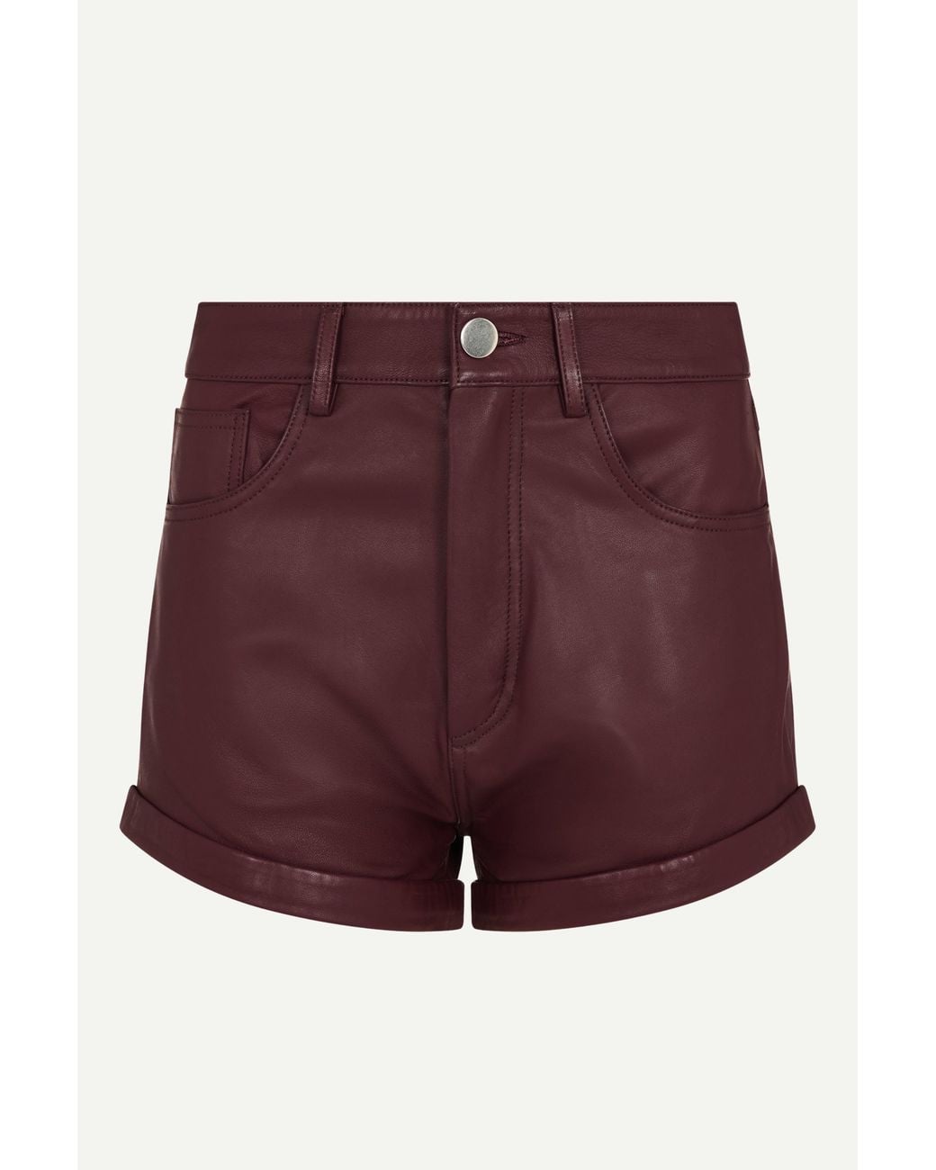 DUCIE Purple Elena Leather Shorts