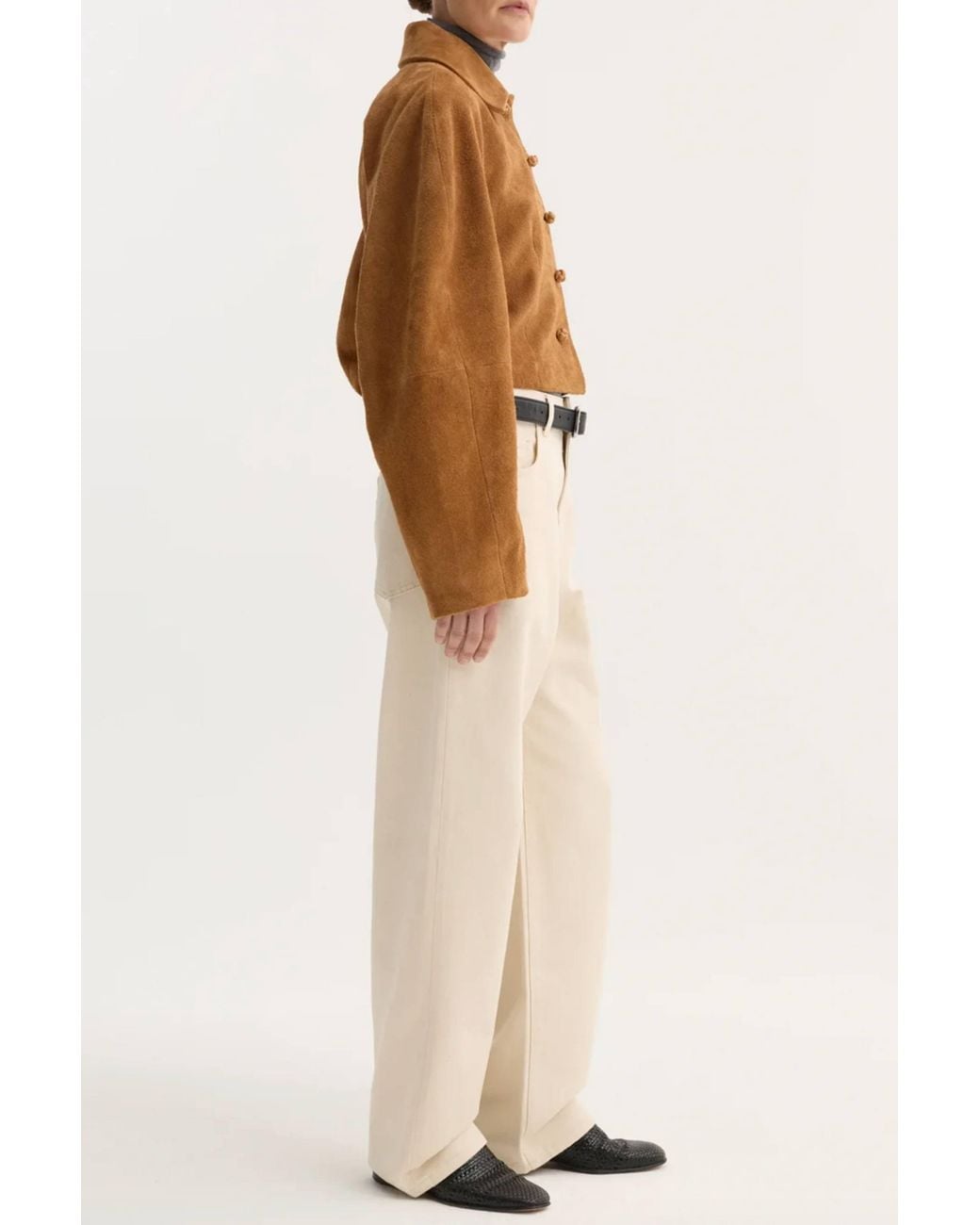 Rohe Brown Rounded Textured Suede Jacket
