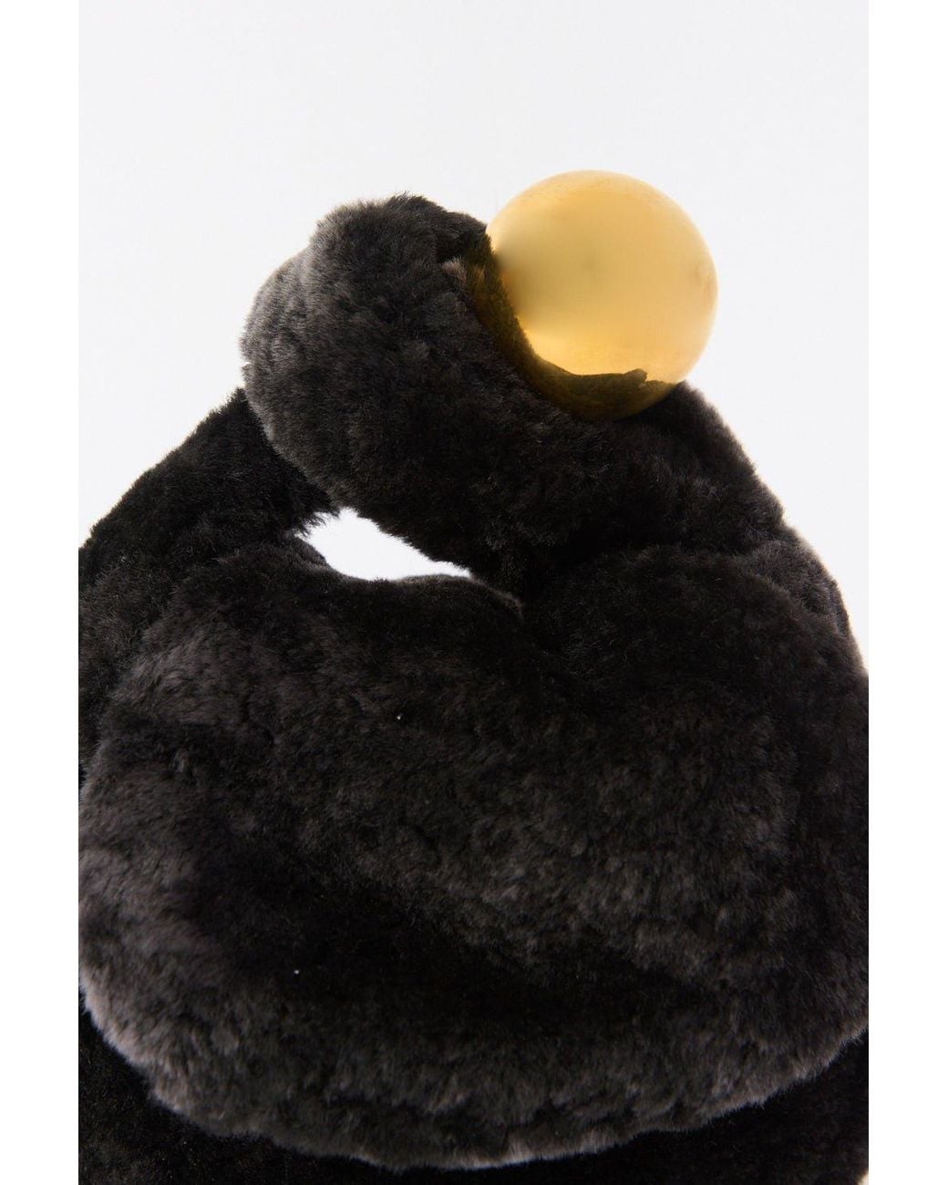 Jil Sander Black Shearling Sphere Clutch Bag