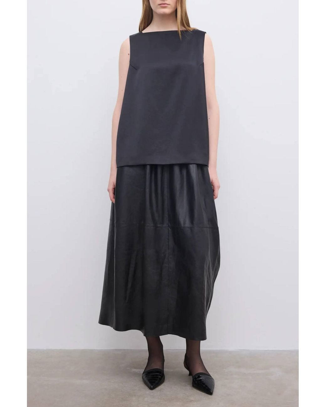 House of Dagmar Black Open Back Satin Top